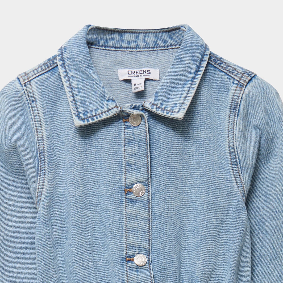 Robe en jean courte cintr&eacute;e boutonn&eacute;e denim double stone fille