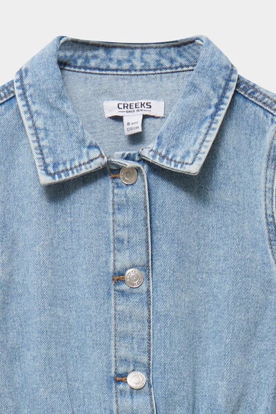 Robe en jean courte cintr&eacute;e boutonn&eacute;e denim double stone fille