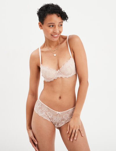 Soutien-gorge emboîtant paddé dentelle rose clair femme