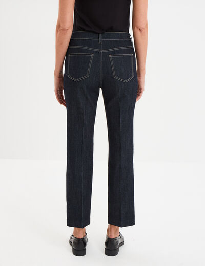 Jeans droit taille haute 5 poches denim brut femme