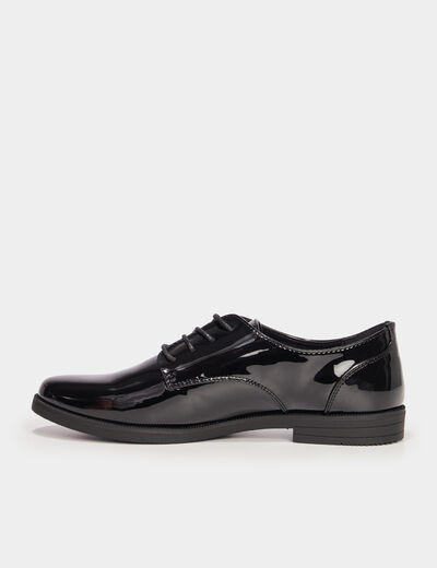 Derbies vernies à lacets noir femme
