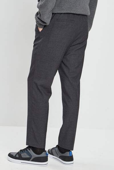 Pantalon droit à coulisse gris foncé homme