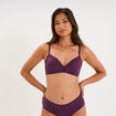 Soutien-gorge triangle micro dentelle prune femme