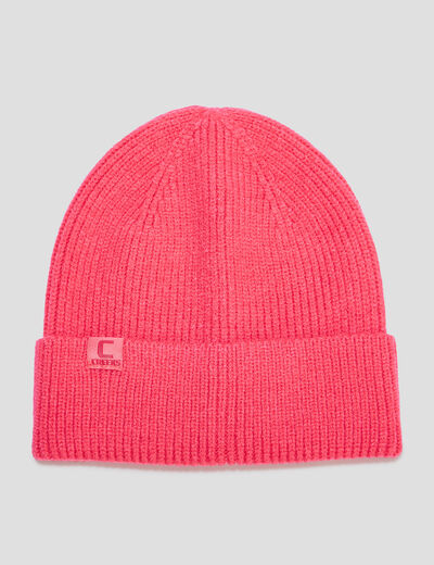 Bonnet tricoté avec bord à revers Creeks rose fushia femme