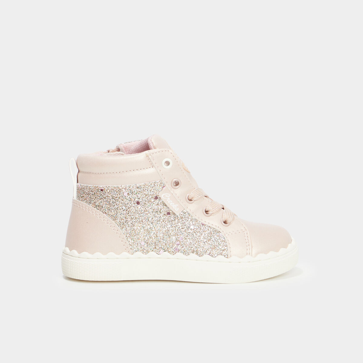 Baskets montantes paillet&eacute;es rose clair fille