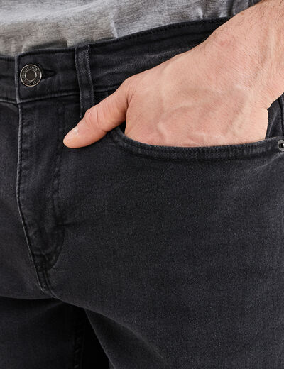 Bermuda stretch droit en jean denim noir homme