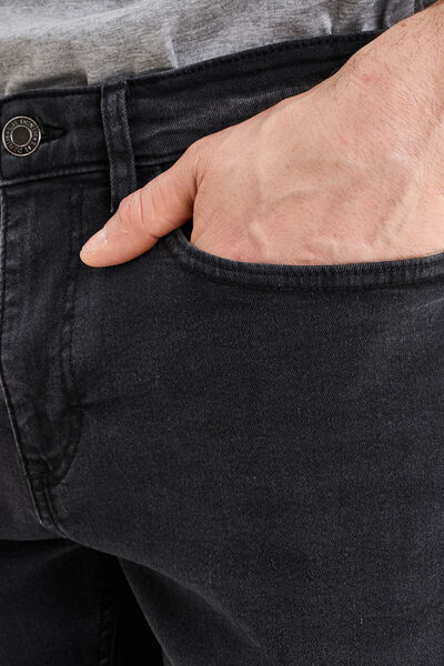 Bermuda stretch droit en jean denim noir homme