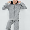 Sweat zipp&eacute; &agrave; capuche en molleton gris clair homme