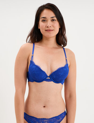 Soutien-gorge maxi push-up dentelle bleu electrique femme