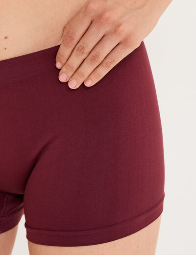 Short cycliste taille &eacute;lastiqu&eacute;e prune femme