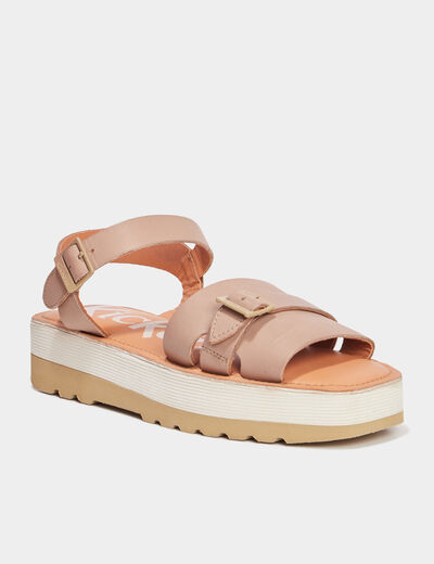 Sandales plateformes en cuir Kickers sable femme