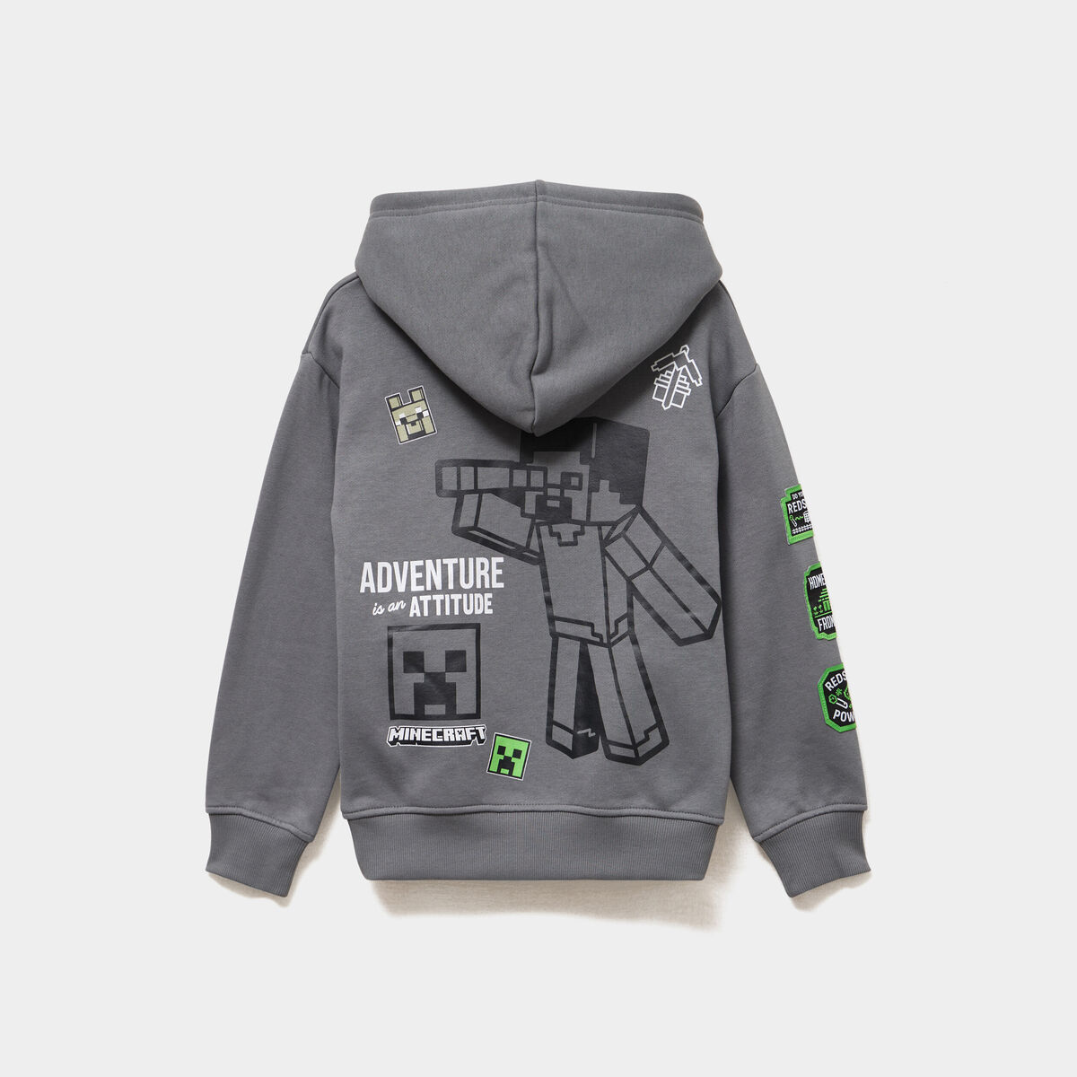 Sweat hoodie 1 poche &agrave; capuche Minecraft gris fonc&eacute; gar&ccedil;on