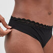 Shorty côtelé micro dentelle noir femme