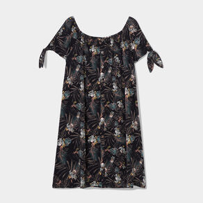 Robe courte évasée fluide boutonnée noir femme grande taille