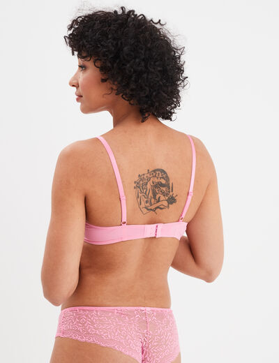 Soutien-gorge push up micro dentelle rose femme