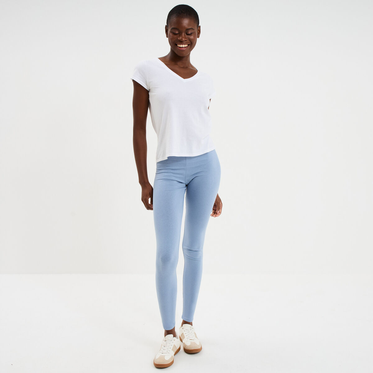 Legging taille haute bleu gris femme