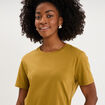 T-shirt col rond manches courtes coton vert olive femme