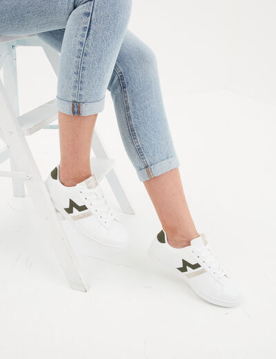 Tennis à lacets détails pailletés Creeks vert kaki femme