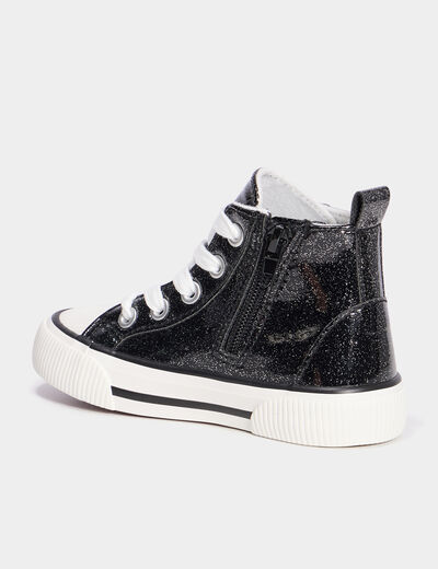 Baskets montantes à paillettes zippées noir fille