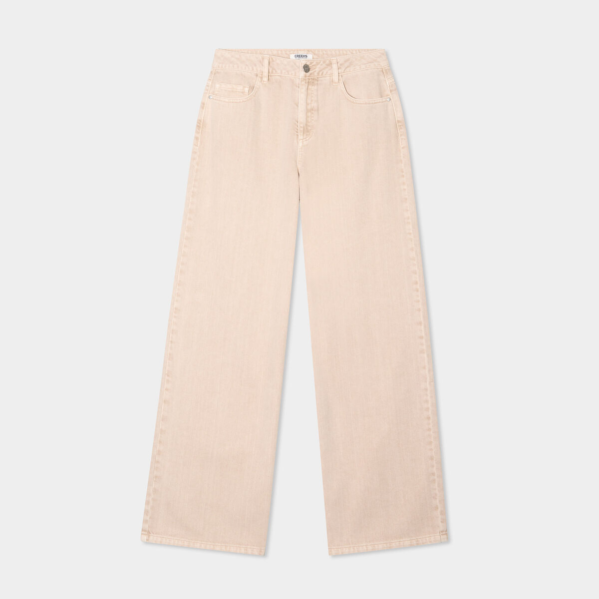 Jeans large taille haute coton sable femme