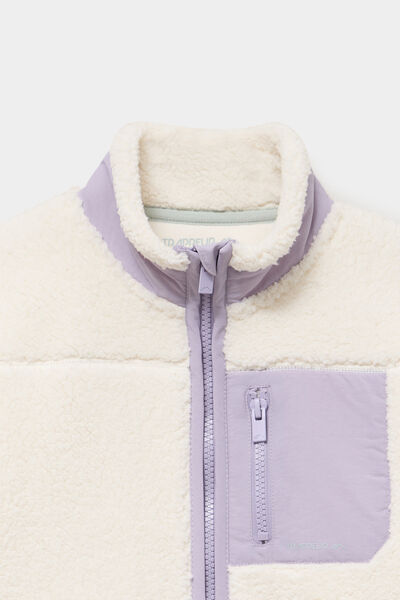 Gilet zipp&eacute; effet sherpa blanc fille