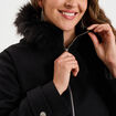 Manteau zipp&eacute; &agrave; capuche fausse fourrure noir femme grande taille