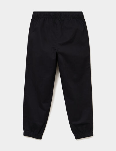 Pantalon battle taille &eacute;lastiqu&eacute;e coton noir gar&ccedil;on