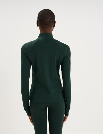 Veste de sport ajust&eacute;e avec fermeture vert fonc&eacute; femme