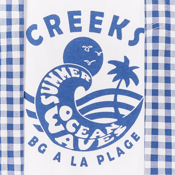 Ensemble coton chemise et débardeur bleu bébé garçon