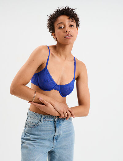 Soutien-gorge emboîtant dentelle bleu electrique femme
