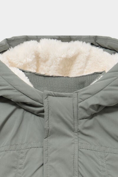 Parka &agrave; capuche doubl&eacute;e vert kaki b&eacute;b&eacute; gar&ccedil;on