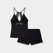 Ensemble pyjama short dentelle 2 pi&egrave;ces noir femme
