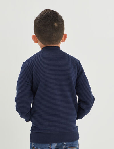 Gilet zippé effet côtelé bleu marine garçon