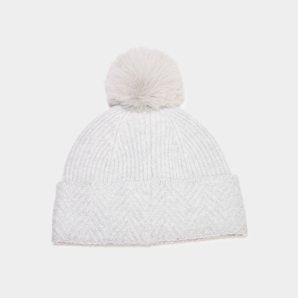 Bonnet &agrave; pompon gris femme