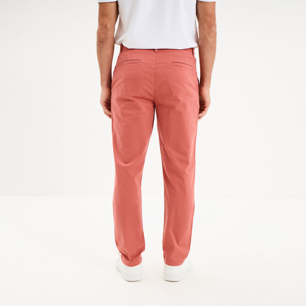 Pantalon chino droit stretch vieux rose homme