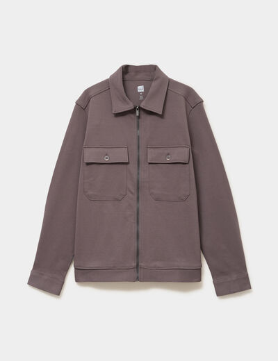 Surchemise zipp&eacute;e manches longues gris fonc&eacute; homme