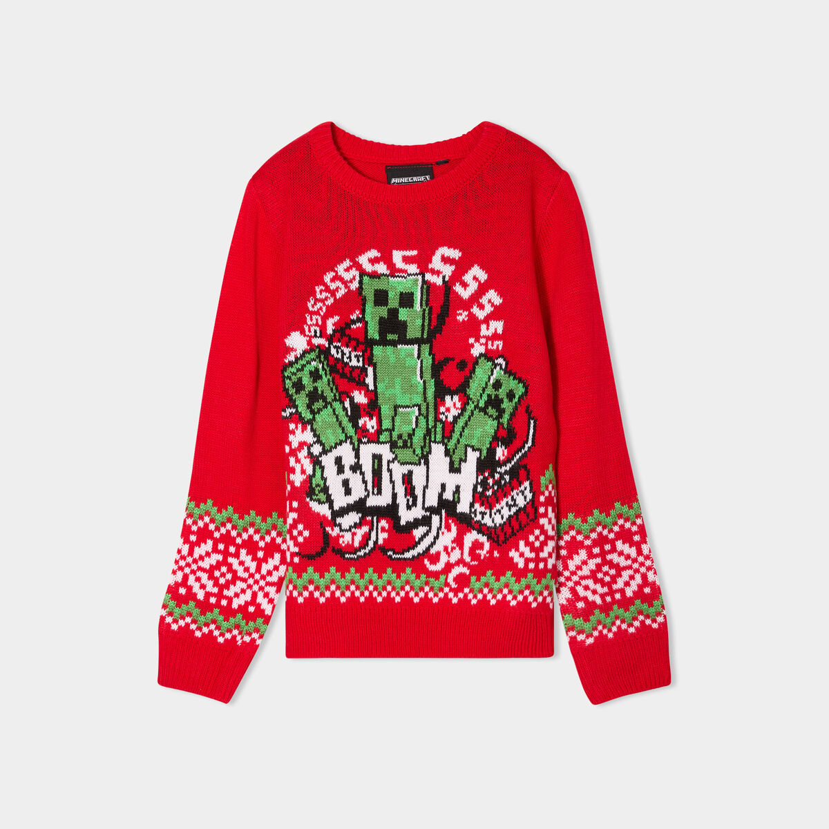 Pull No&euml;l Minecraft Creeper rouge gar&ccedil;on