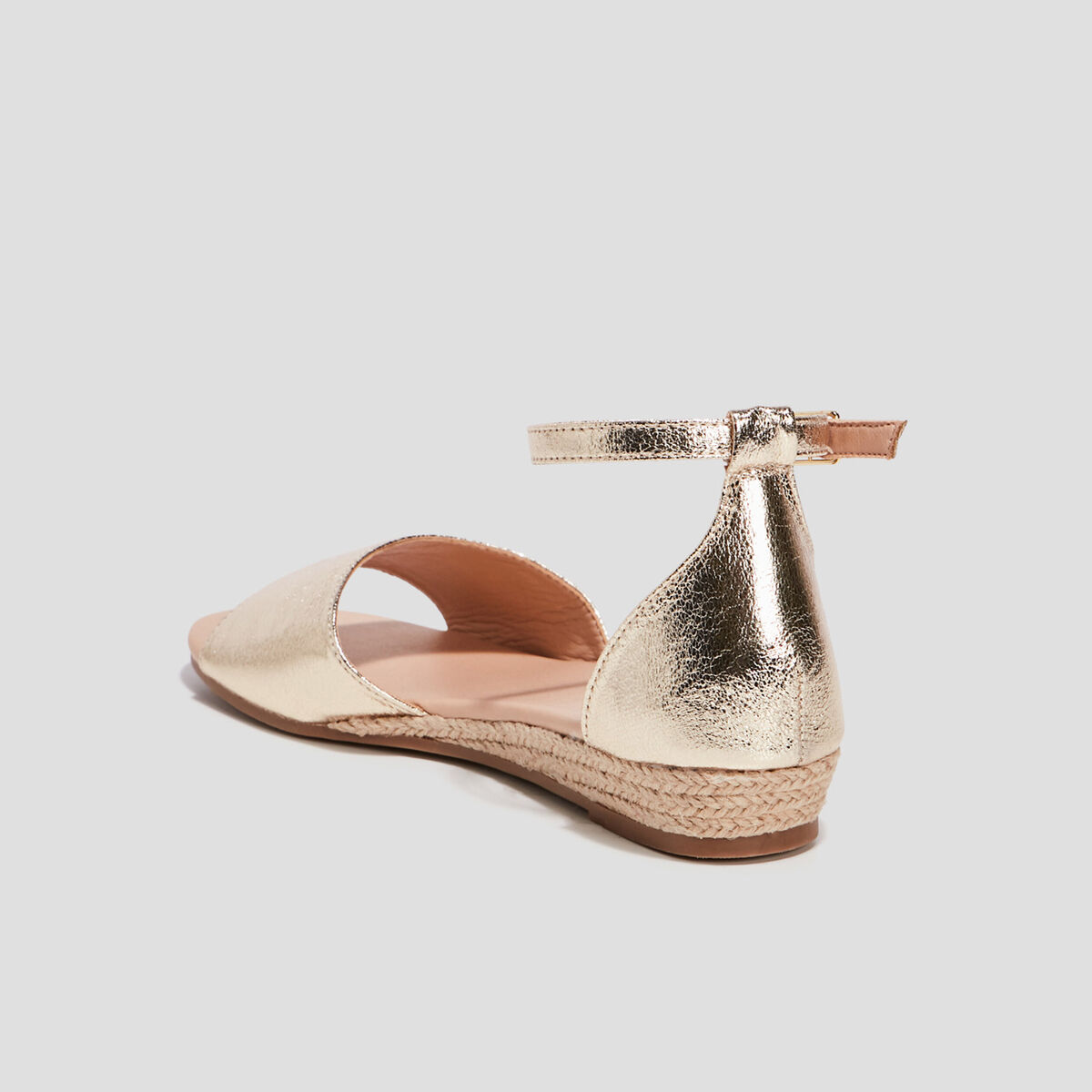 Sandales compens&eacute;es jaune or femme