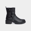 Bottines motardes crant&eacute;es avec brides noir femme