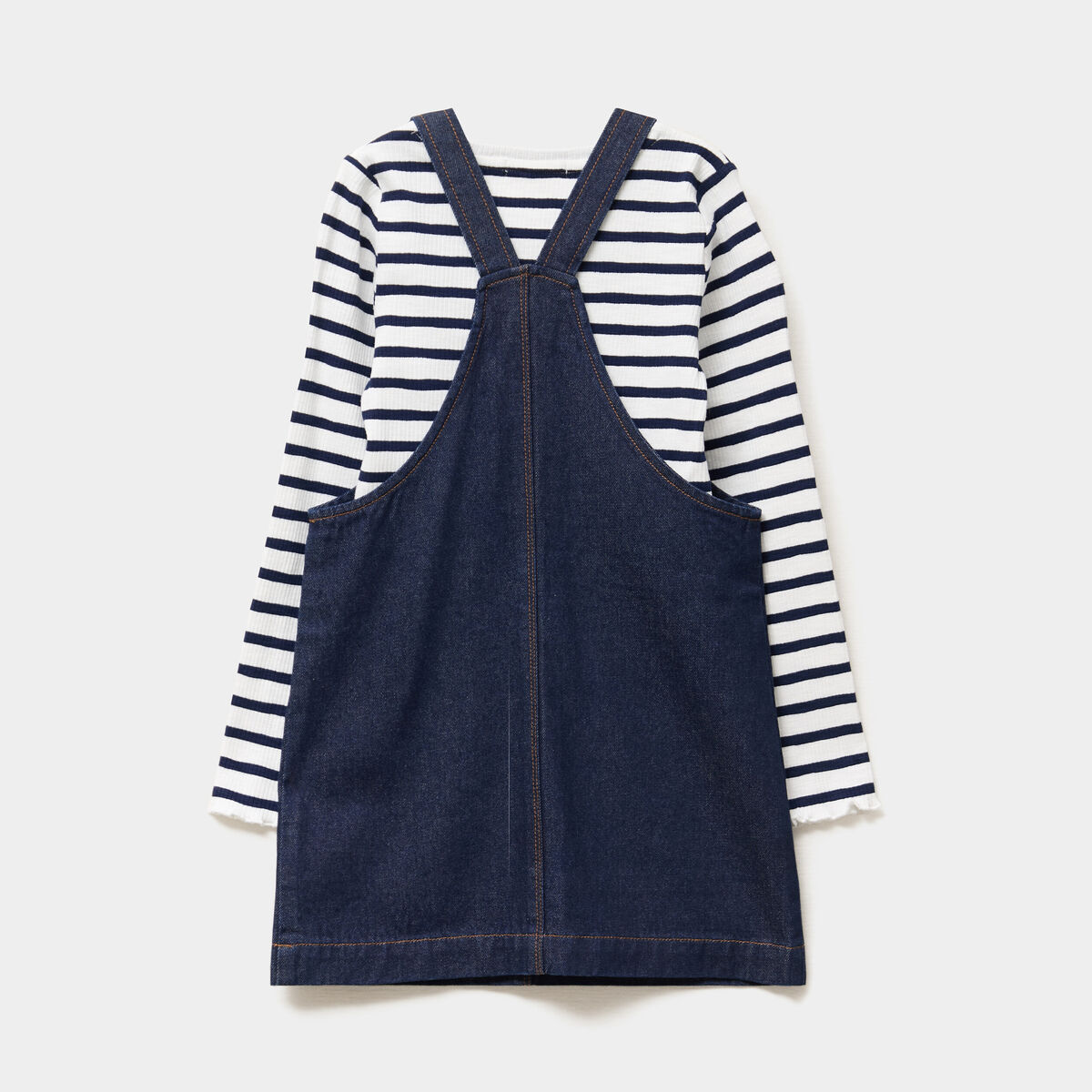 Ensemble robe salopette et t-shirt bleu fille