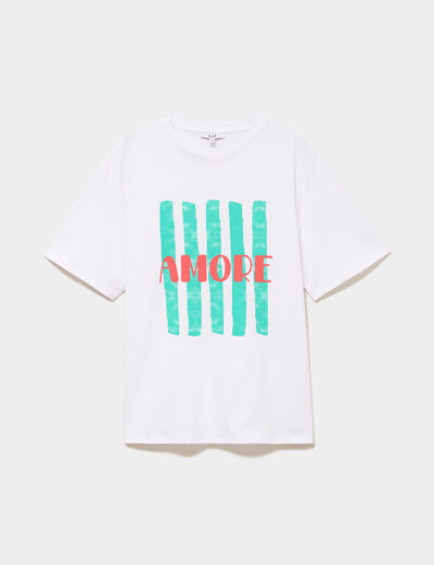 T-shirt droit manches courtes coton blanc femme