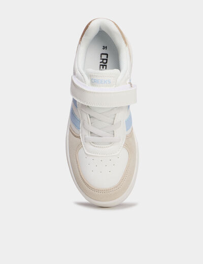 Tennis basses &agrave; scratchs bleu fille