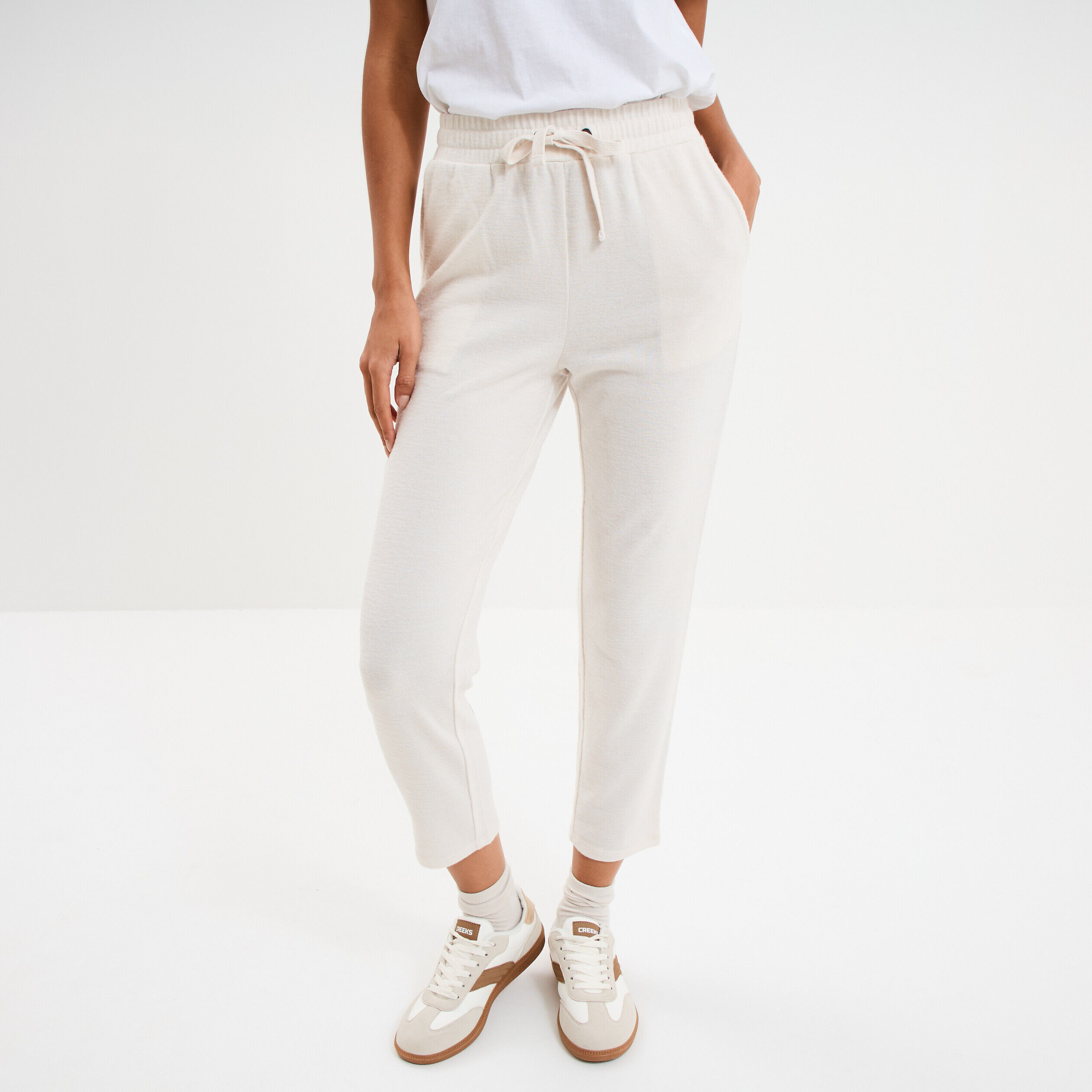 Pantalon jogging 7/8ème ecru femme LH