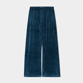 Pantalon de pyjama effet velours bleu canard femme
