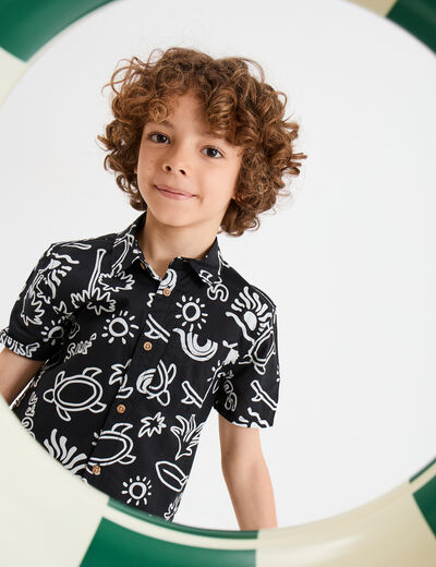 Chemise manches courtes noir garçon