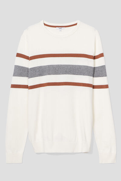 Pull col rond manches longues multicolore homme