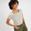 T-shirt rayé manches courtes ecru femme