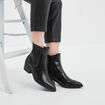 Bottines santiags aspect croco à talons noir femme