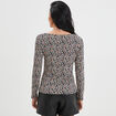 T-shirt col en V manches longues noir femme