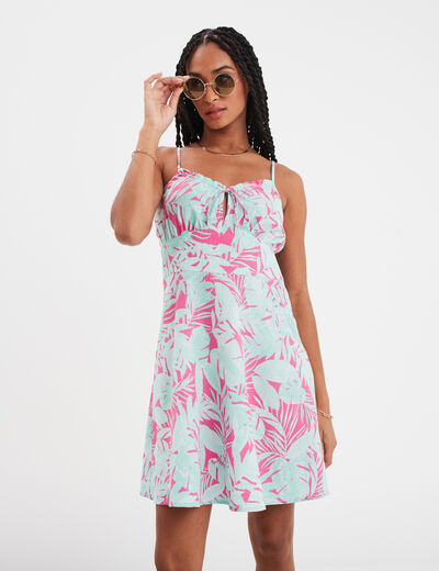 Robe courte à bretelles Creeks rose fushia femme